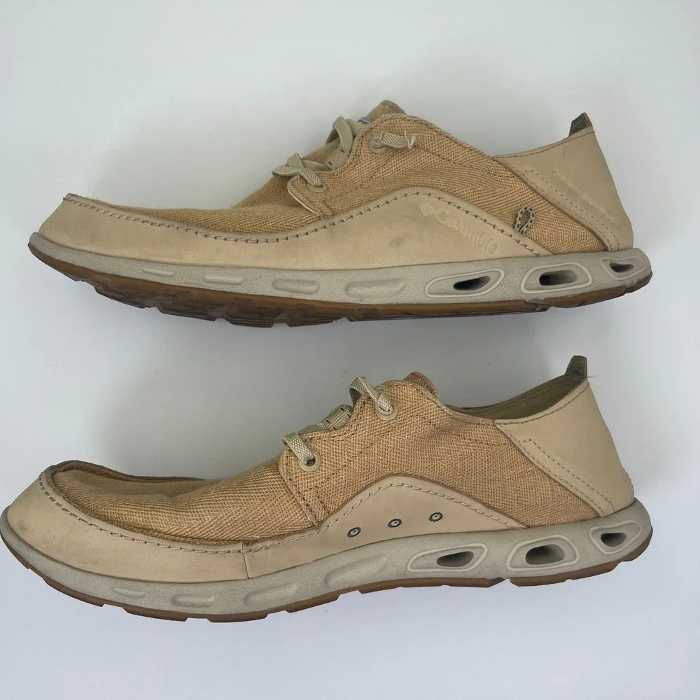 Columbia PFG Bahama Vent Men's Shoes Size 12 Tan Canvas Deck Loafers BM8999-241